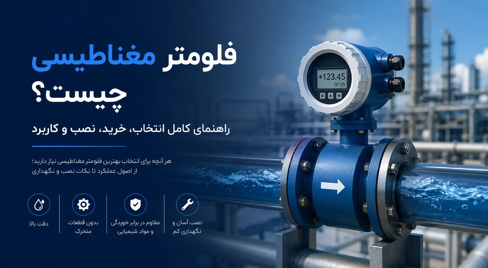 مرجع کامل فلومتر مغناطیسی شامل اصول عملکرد، انتخاب سایز، نصب، خطاهای رایج و مقایسه با سایر فلومترها. بررسی تخصصی و معرفی بهترین مدلهای صنعتی.