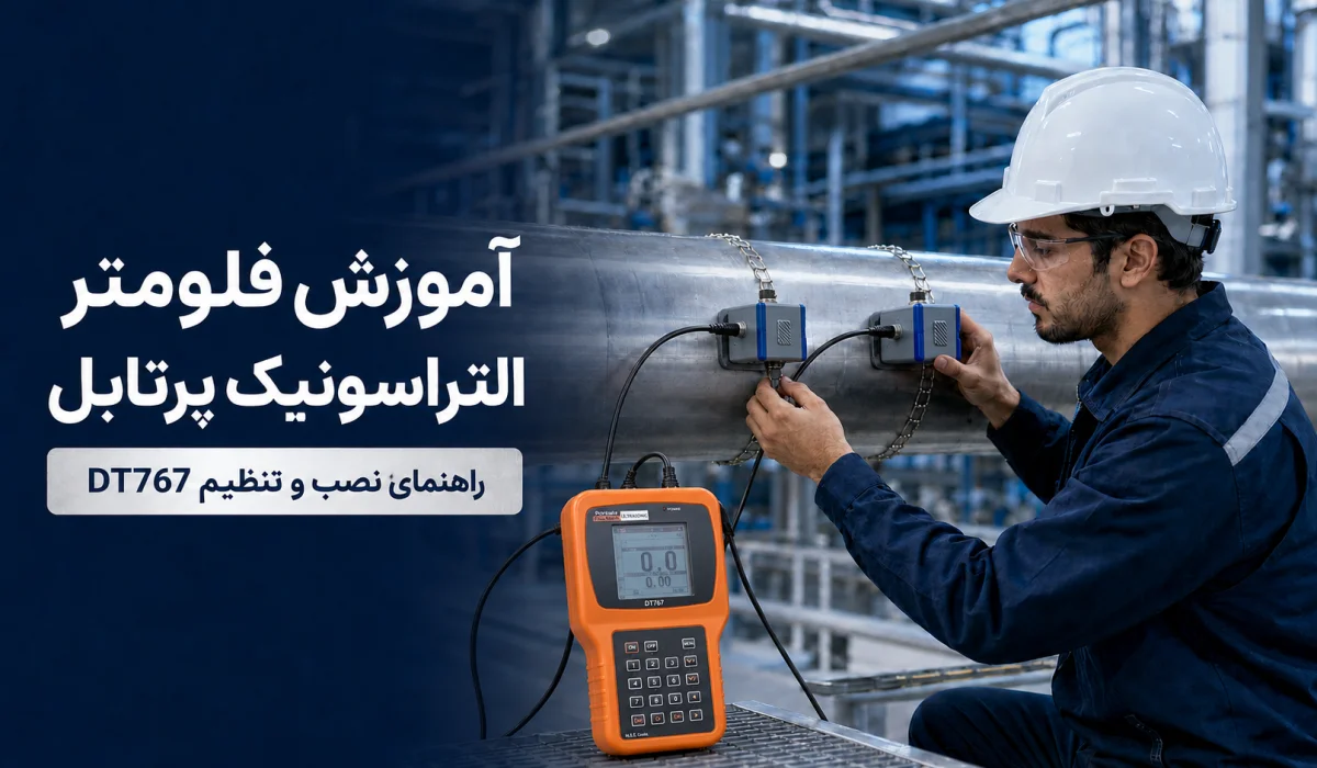 آموزش نصب و تنظیم فلومتر التراسونیک پرتابل DT767 روی خط لوله صنعتی